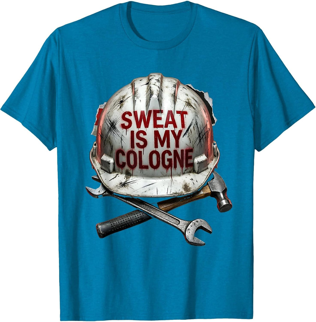 Sweat Is My Cologne Blue Collar Worker Design T-Shirt - Sapphire Blue