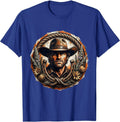 Cowgirl Portrait Horseshoe Wreath Western Art T-Shirt - Royal Blue