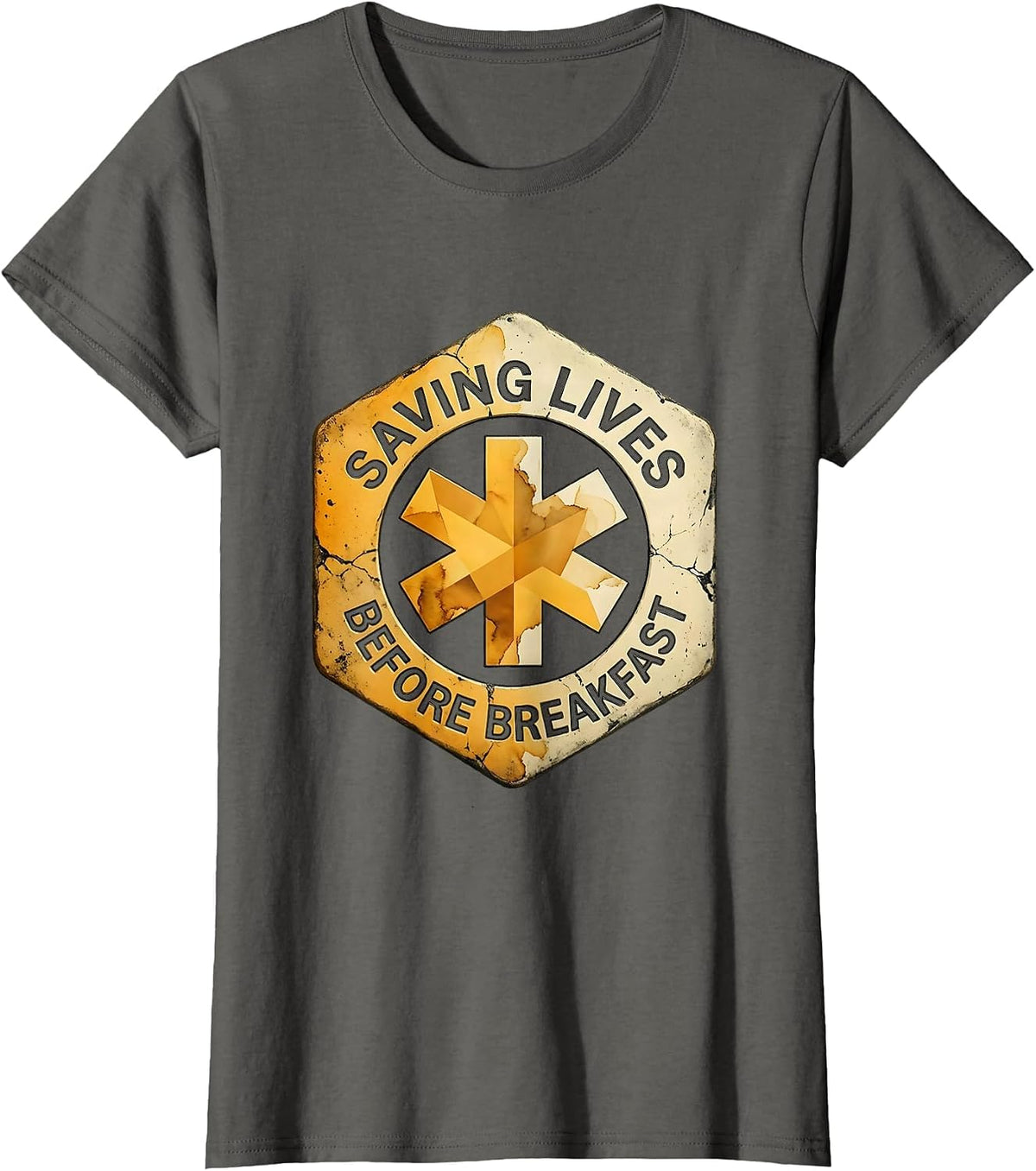 Women's Saving Lives Before Breakfast EMT Design T-Shirt - Asphalt Grey