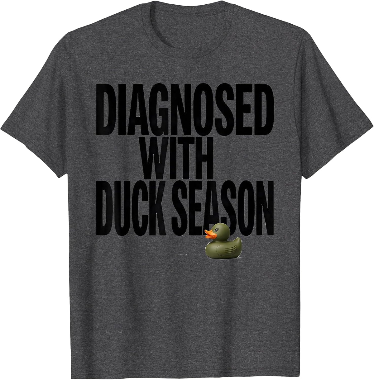Diagnosed With Duck Season Rustic Hunting Dog Waterfowl T-Shirt - Dark Heather Grey