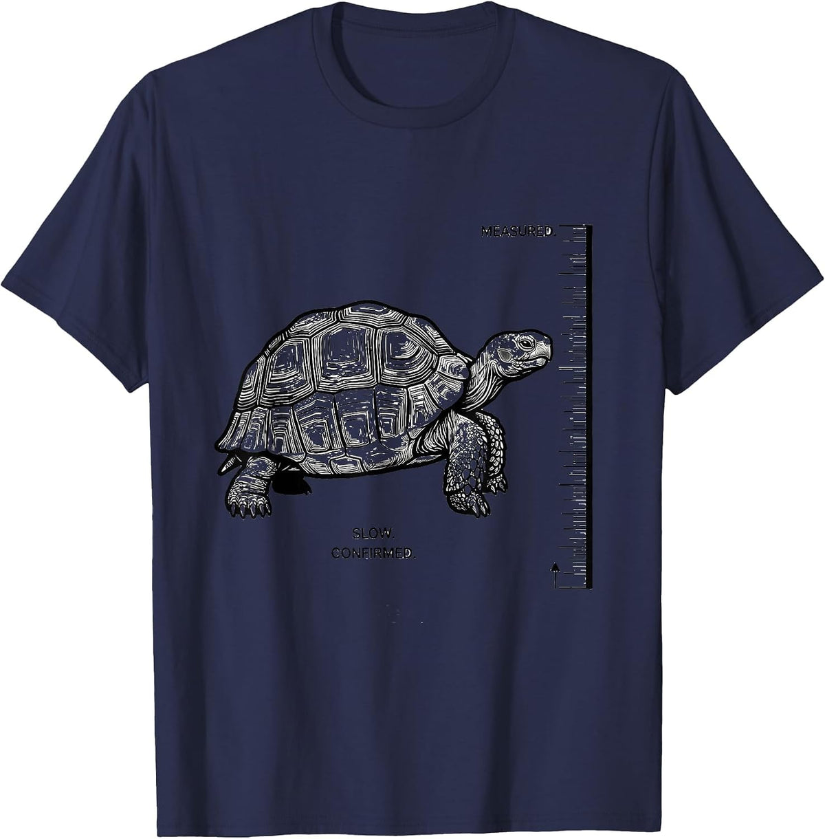Measured Slow Confirmed Tortoise Lover Turtle Humor T-Shirt - Navy Blue