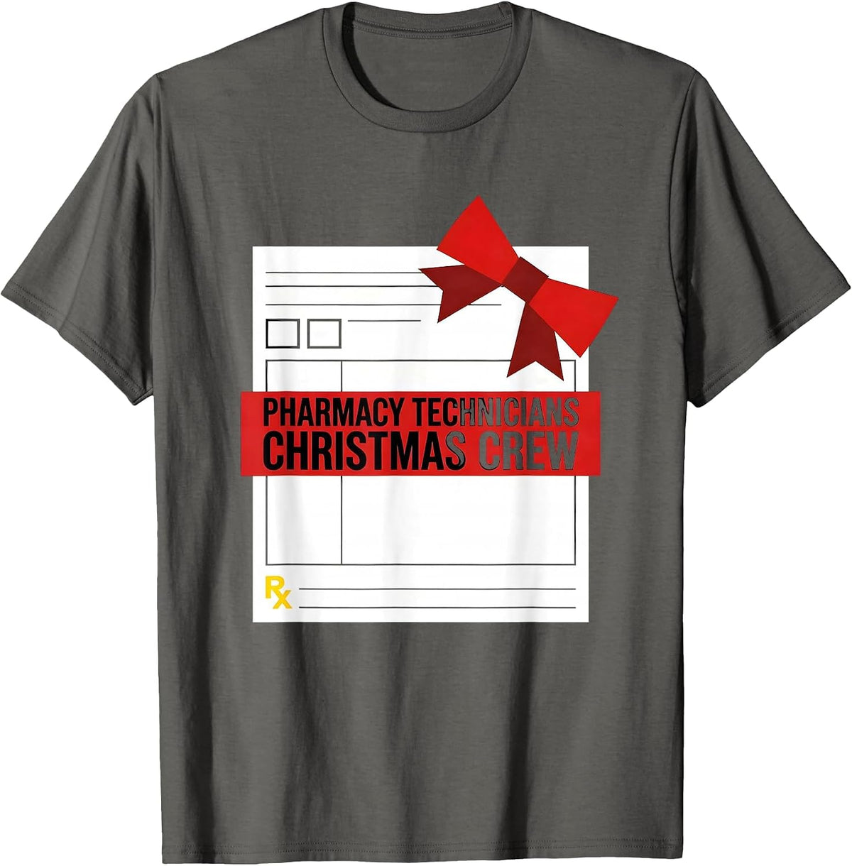 Pharmacy Technicians Christmas Crew Funny Matching Pharmacy T-Shirt - Asphalt Grey
