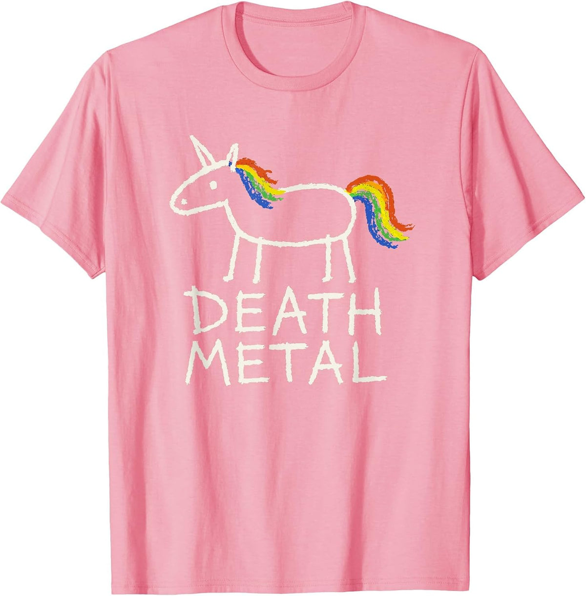 Funny Unicorn Death Metal Rainbow Metalhead Tee T-Shirt - Pink