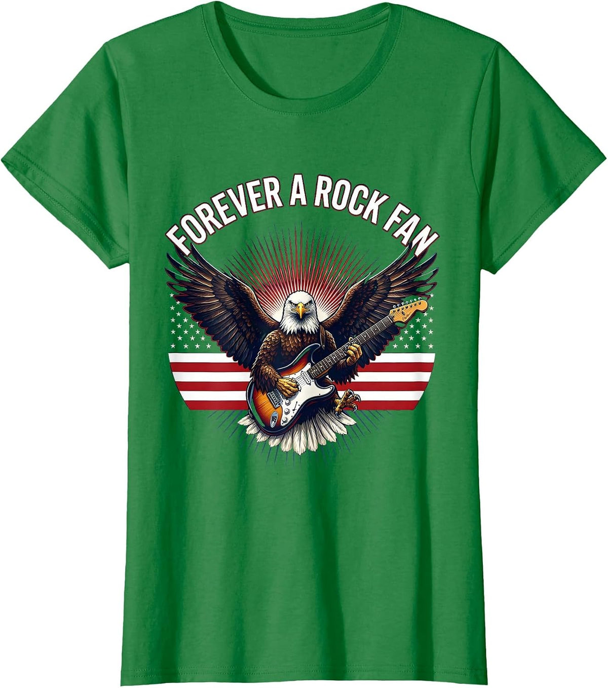 Women's Forever a Rock Fan Bold Music Lover Design T-Shirt - Kelly Green