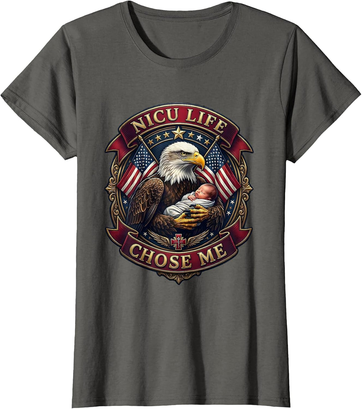 Women's NICU Life Chose Me Nurse Design T-Shirt - Asphalt Grey