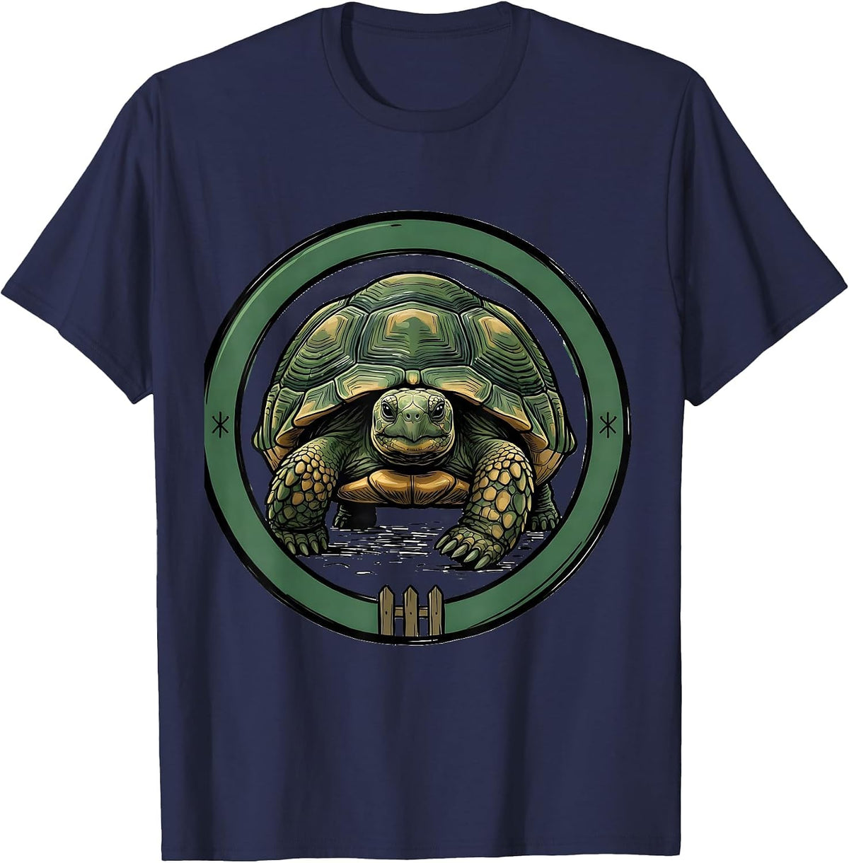 Frontal Tortoise Animal Lover Humor Cute Pet T-Shirt - Navy Blue