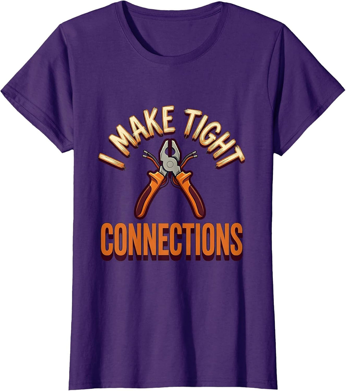 Women's I Make Tight Connections Funny Electrician Lineman Gift T-Shirt - Purple