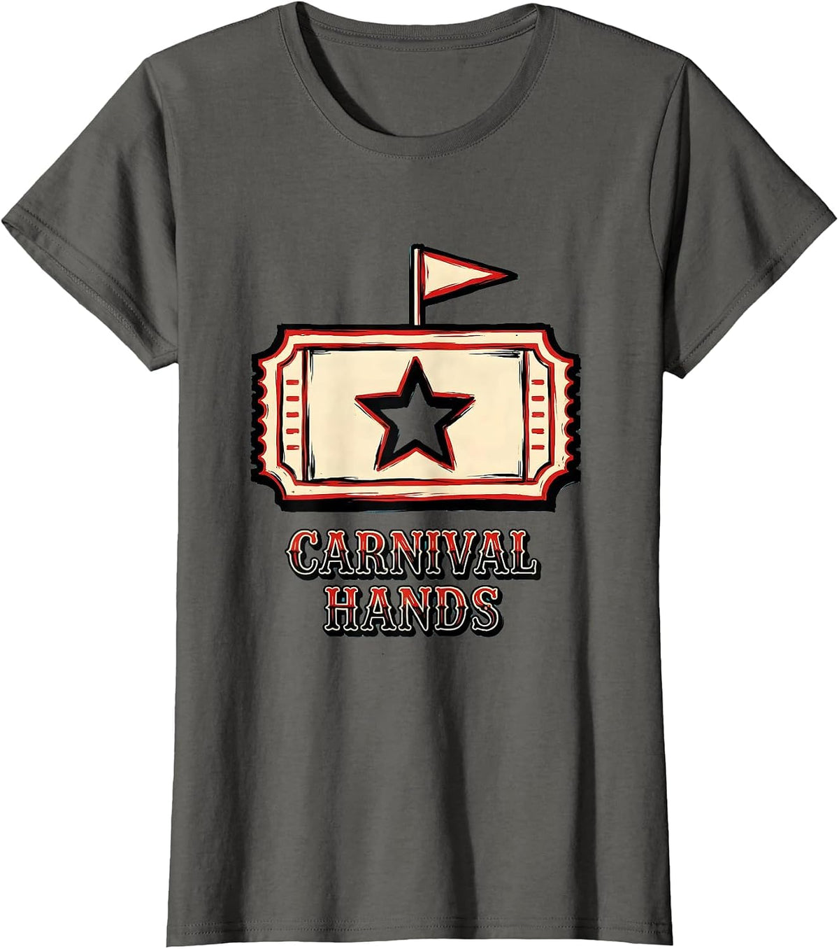Women's Carnival Hands Sign Painter Showcard Circus Crew Birthday T-Shirt - Asphalt Grey