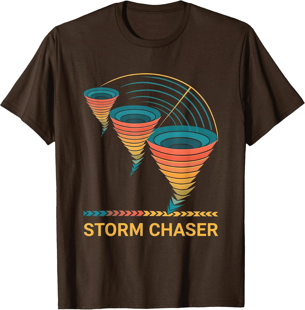 Storm Chaser Flat Vector Tornado Meteorology Enthusiast T-Shirt - Brown