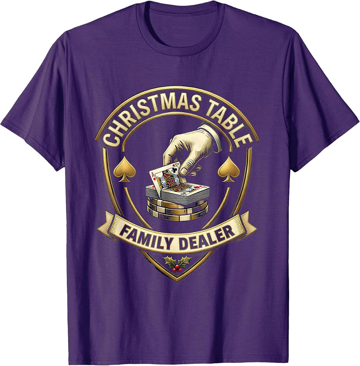 Christmas Table Family Dealer Funny Poker Card Humor T-Shirt - Purple