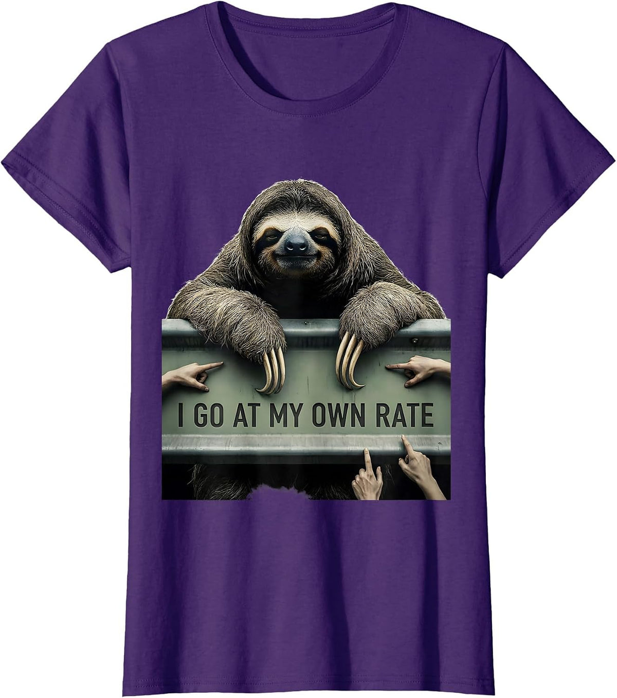 Women's I Go At My Own Rate Funny Sloth Lover Animal Humor Gift T-Shirt - Purple
