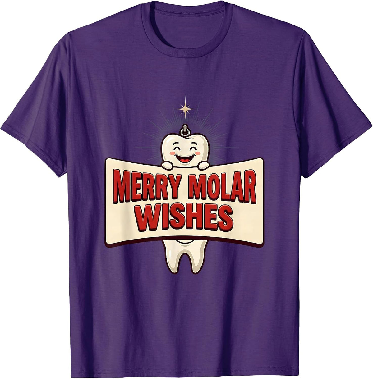 Merry Molar Wishes Funny Dental Christmas Dentist Dental T-Shirt - Purple