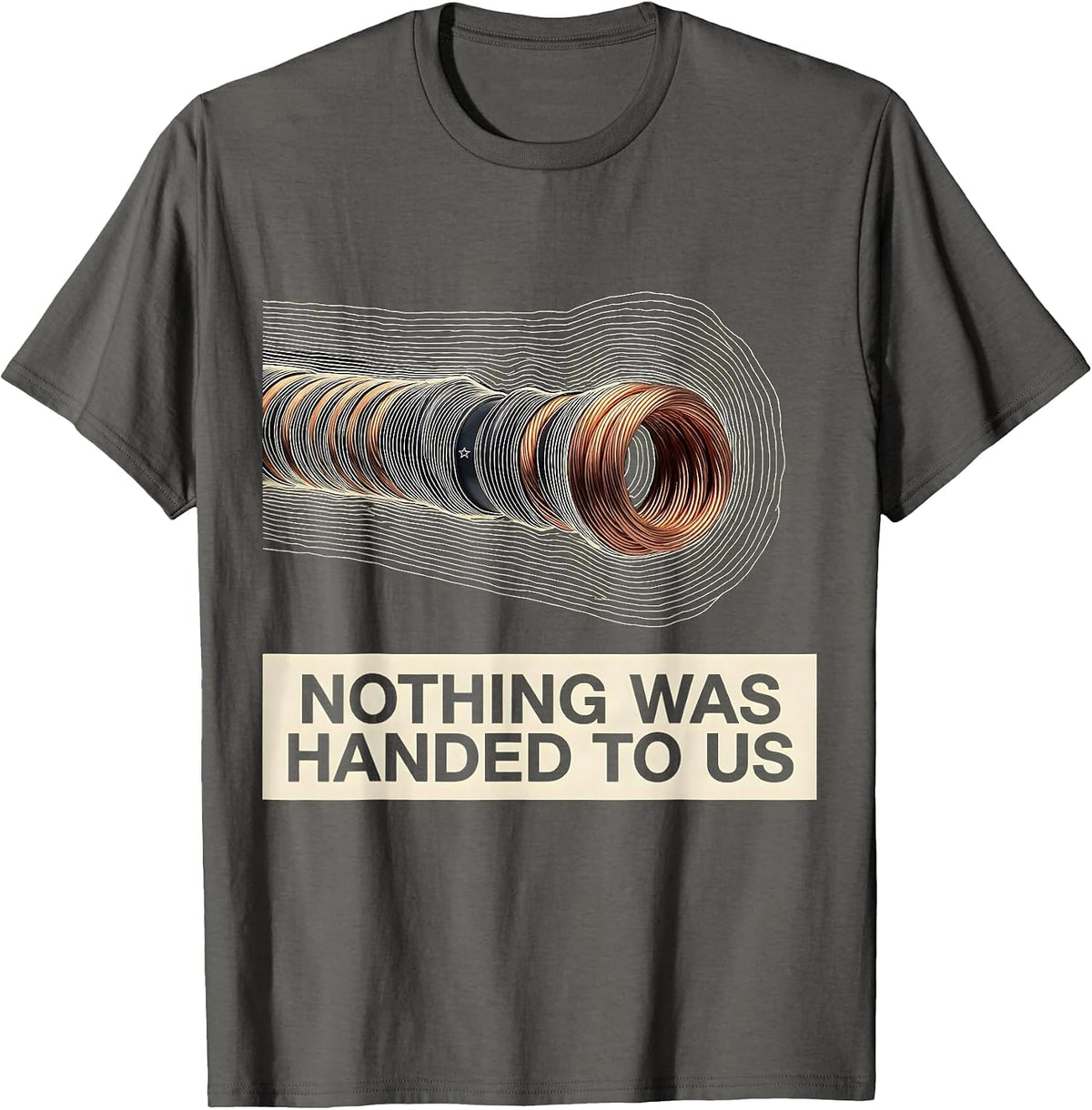 Men's Nothing Was Handed To Us Topographic Contour Union Strong T-Shirt - Asphalt Grey