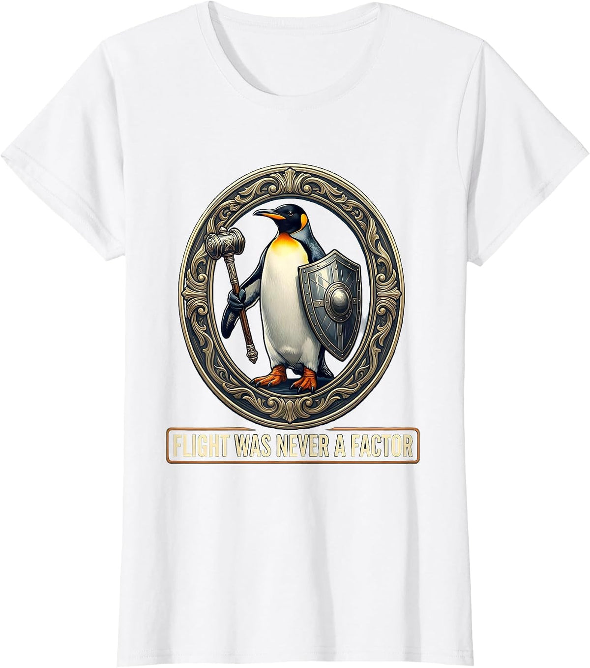 Women's Flight Was Never A Factor Funny Penguin Martial Arts Dark T-Shirt - White
