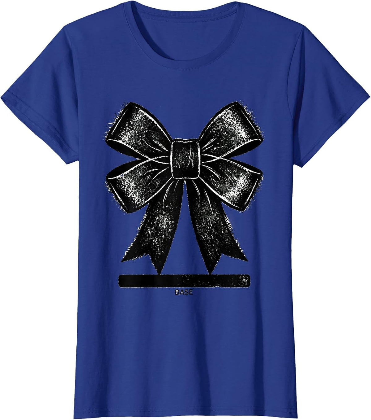 Women's Base Rubber Stamp Coquette Cheer Bow Cheerleader Sport T-Shirt - Royal Blue