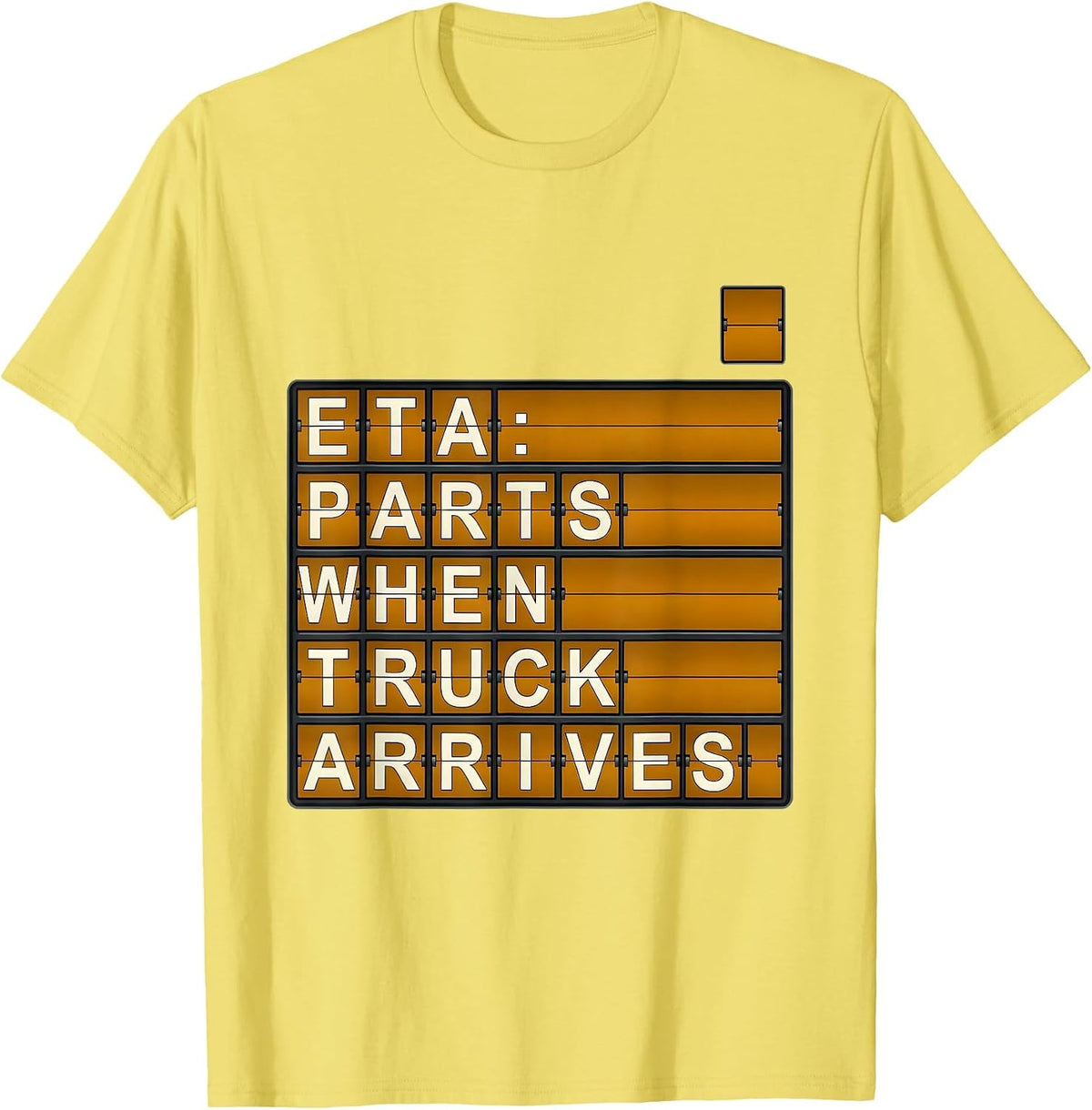 Men's ETA PARTS WHEN TRUCK ARRIVES Mechanic Skeleton Auto Repair T-Shirt - Lemon Yellow