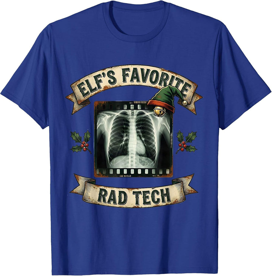 Elf's Favorite Rad Tech Vintage Radiology Tech Humor T-Shirt - Royal Blue