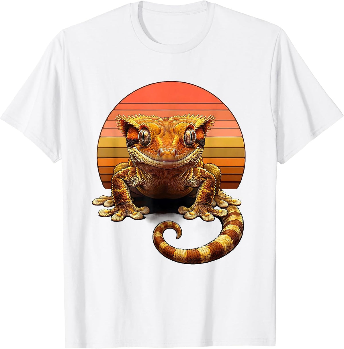 Men's Crested Gecko Retro 70s Reptile Lover Humor T-Shirt - White