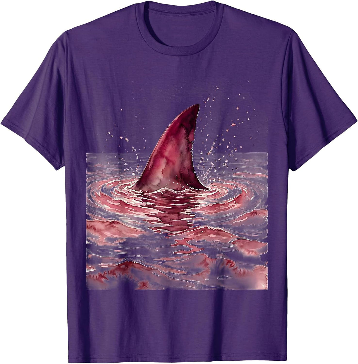 Men's Pink Out Shark Fin Ocean Graphic T-Shirt - Purple
