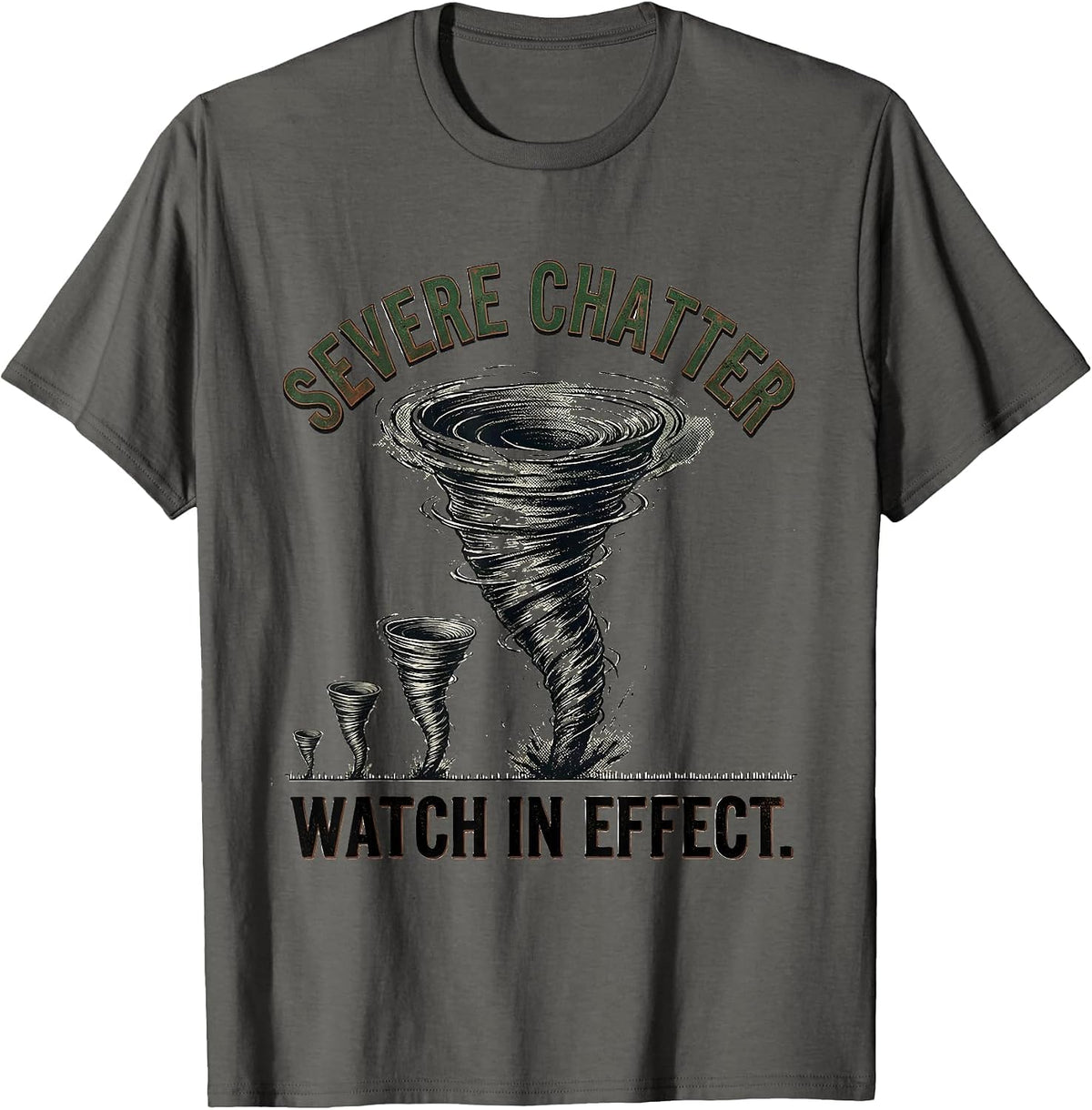 Men's Severe Chatter Watch In Effect Vintage Storm Chaser Tornado T-Shirt - Asphalt Grey
