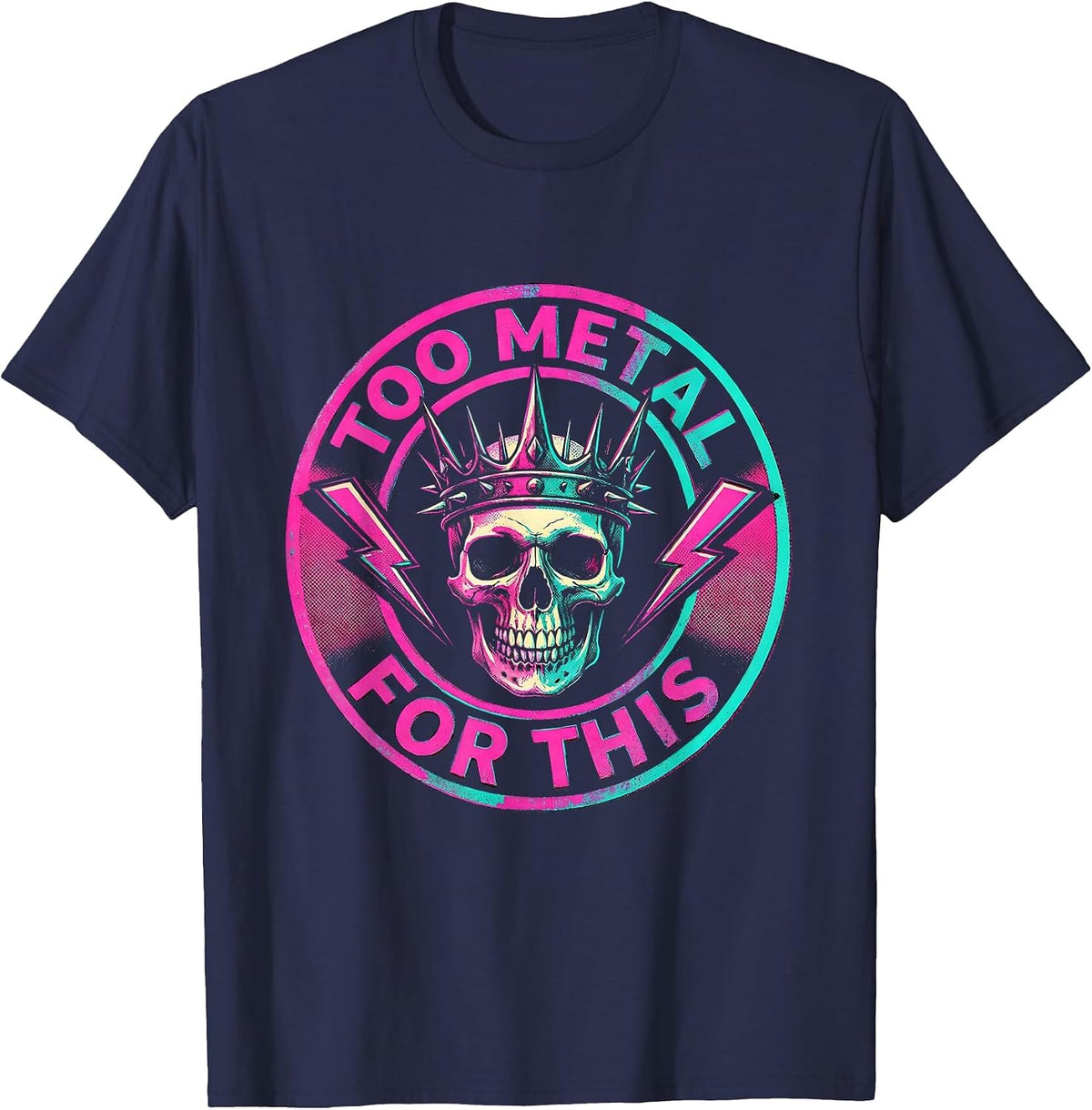 Too Metal For This Bold Rock Graphic Design T-Shirt - Navy Blue