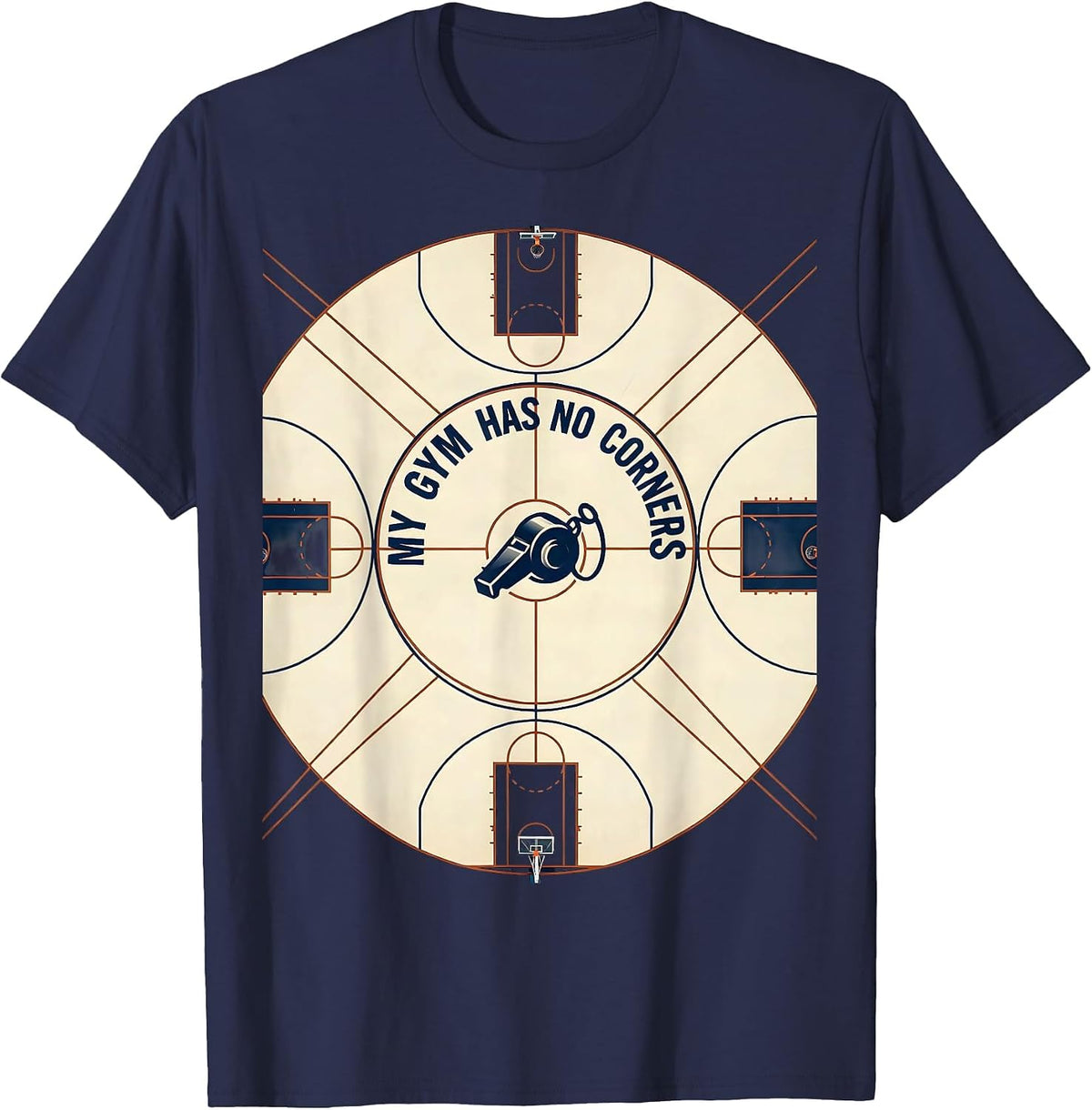 My Gym Has No Corners Playful PE Teacher Back To School T-Shirt - Navy Blue