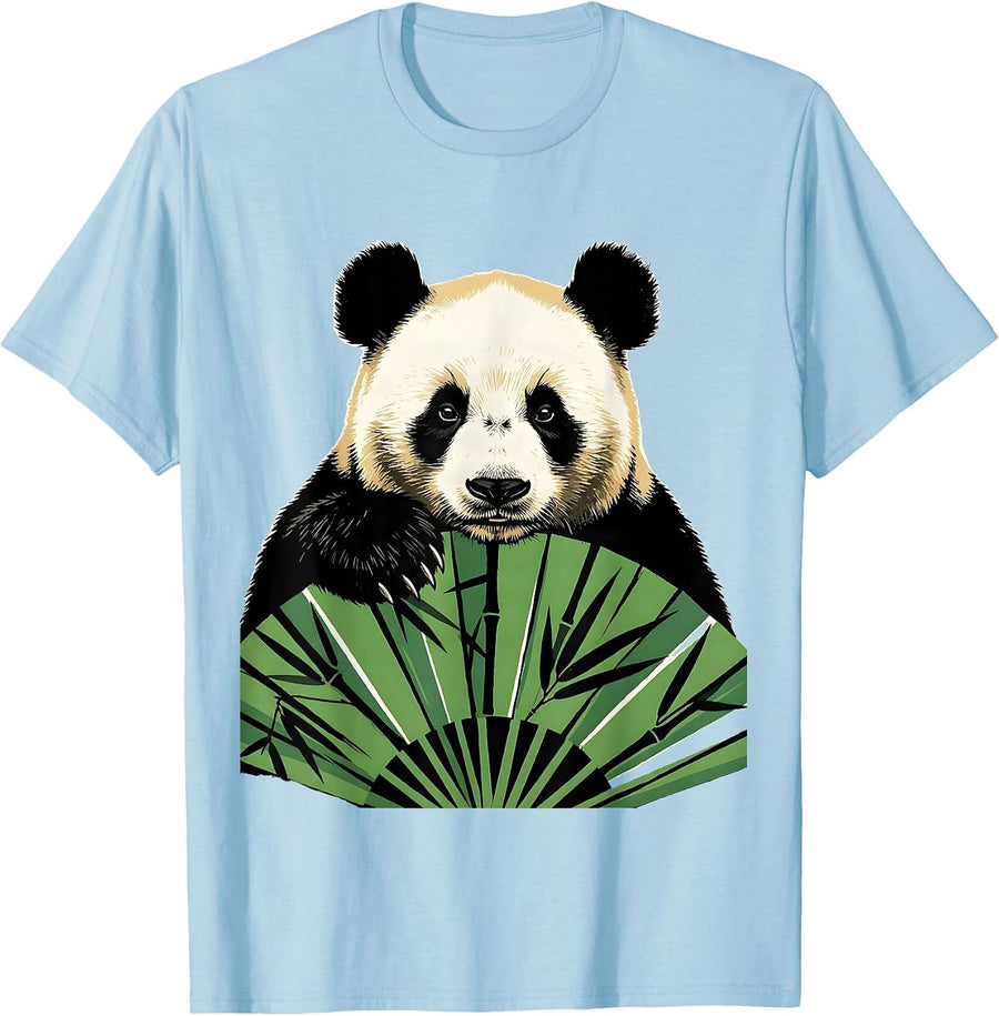 Men's Panda Head Kawaii Humor Animal Lover Screenprint T-Shirt - Baby Blue