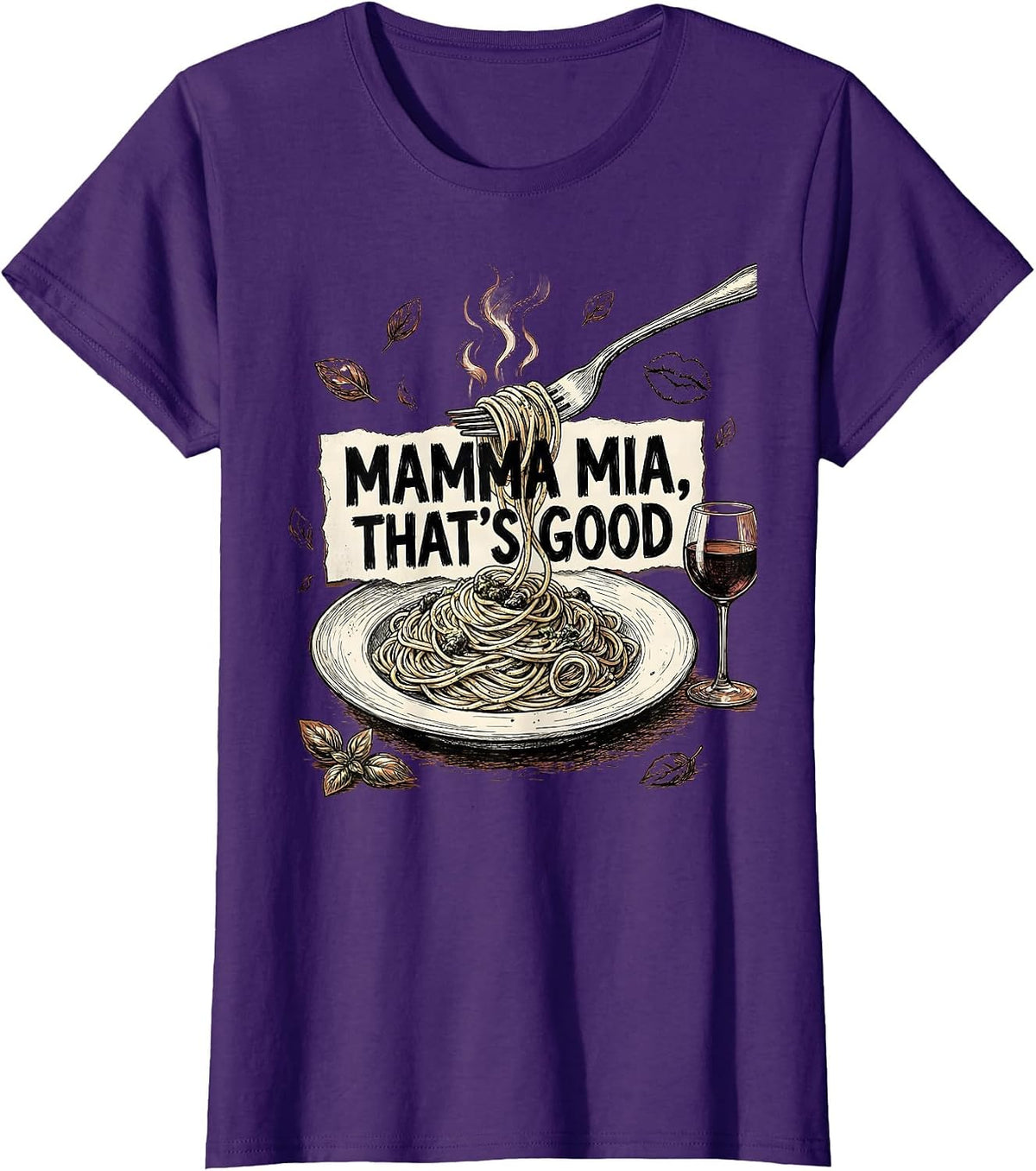 Women's Mamma Mia That's Good Italian Pride Design T-Shirt - Purple