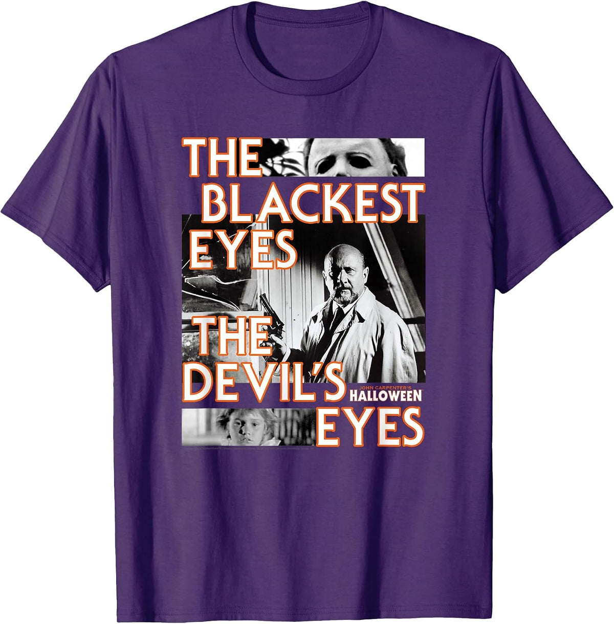 Halloween Dr. Loomis The Devil's Eyes Collage Horror Movie T-Shirt - Purple