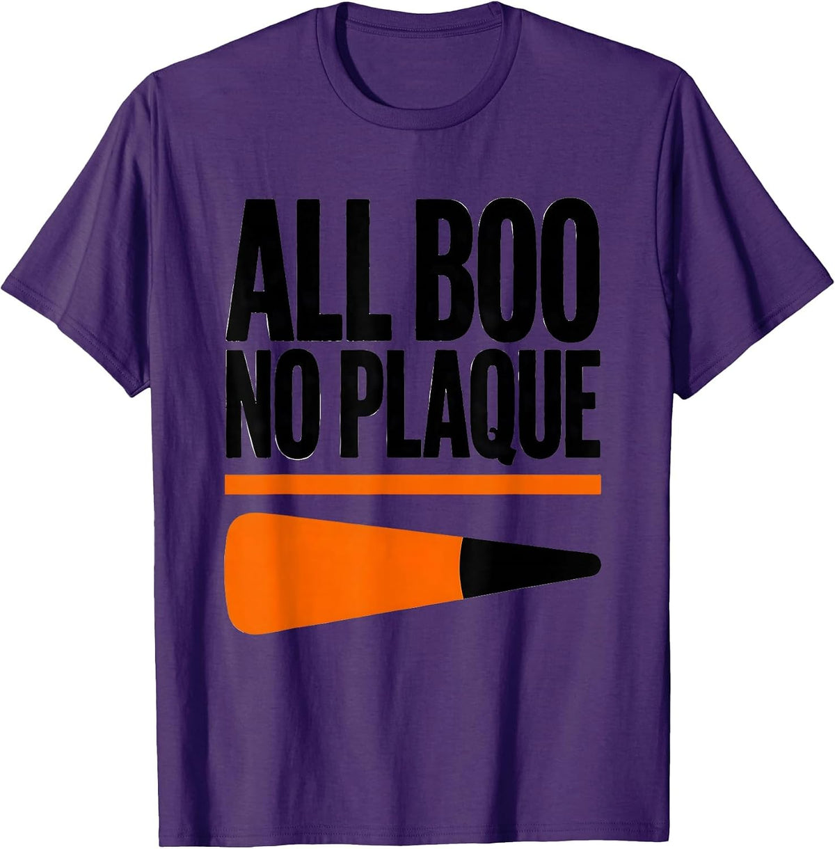 Men's All Boo, No Plaque Funny Dental Hygienist Halloween Humor T-Shirt - Purple