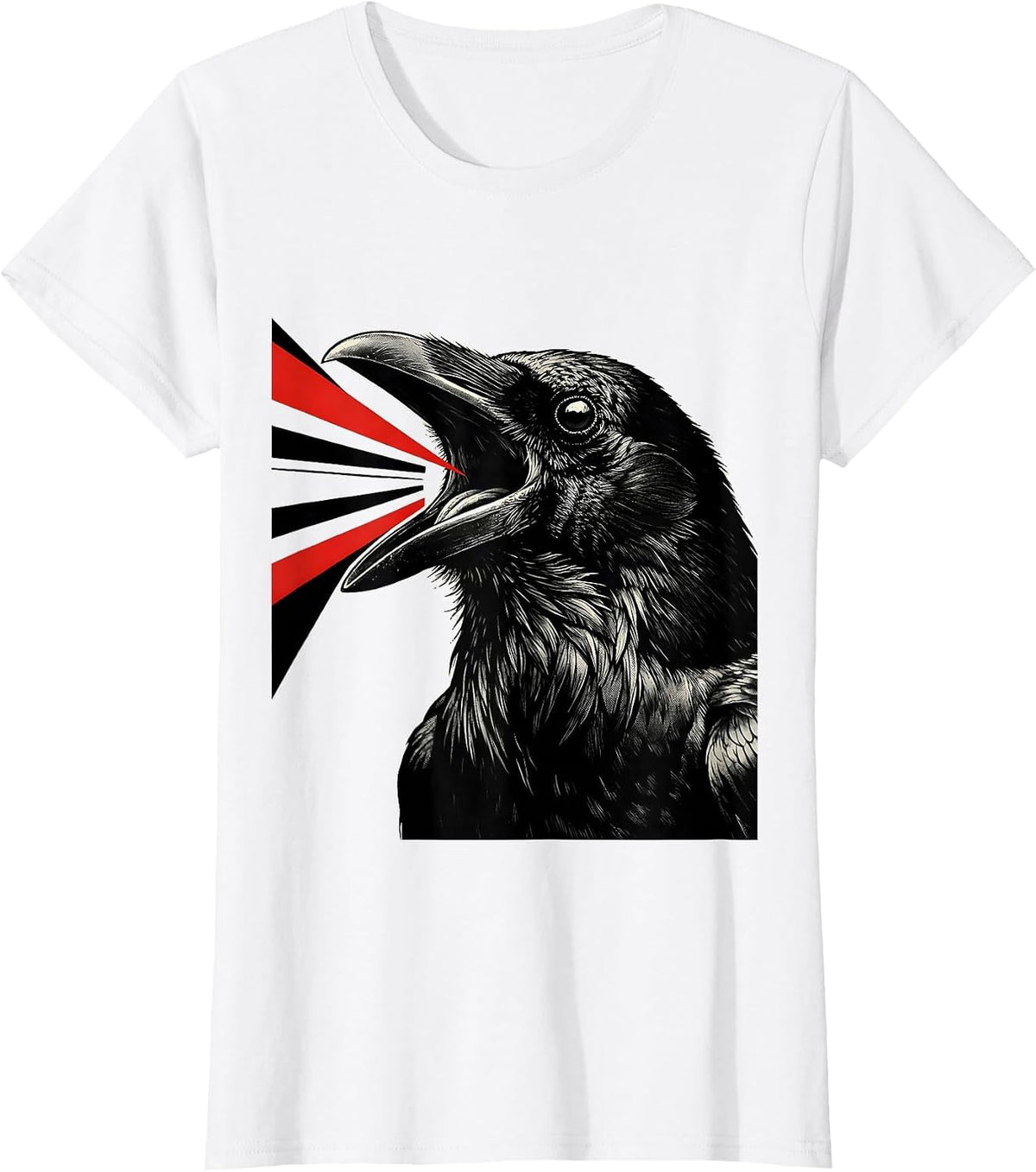 Oversized Crow Head New Wave Gothic Humor Bird Lover T-Shirt - White