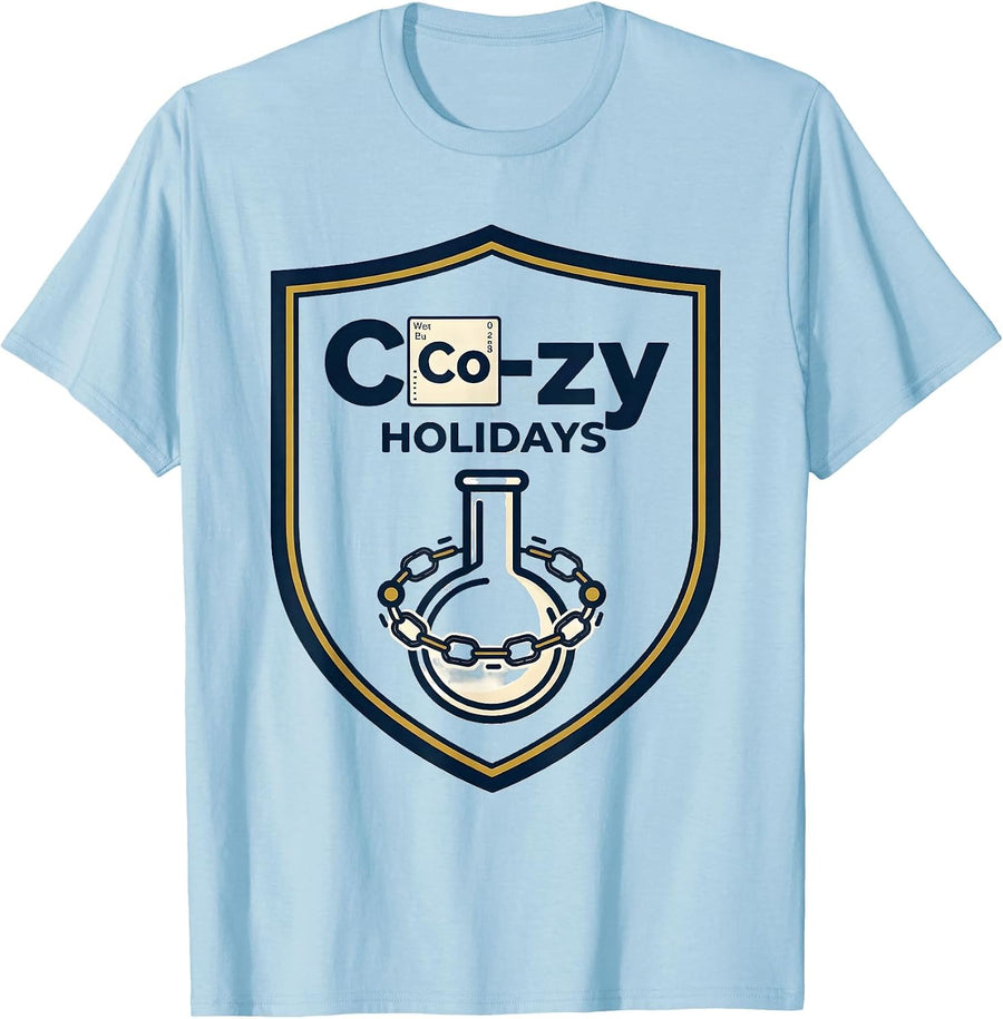 Men's Co-zy Holidays Nerdy Science Humor Chemistry Teacher T-Shirt - Baby Blue