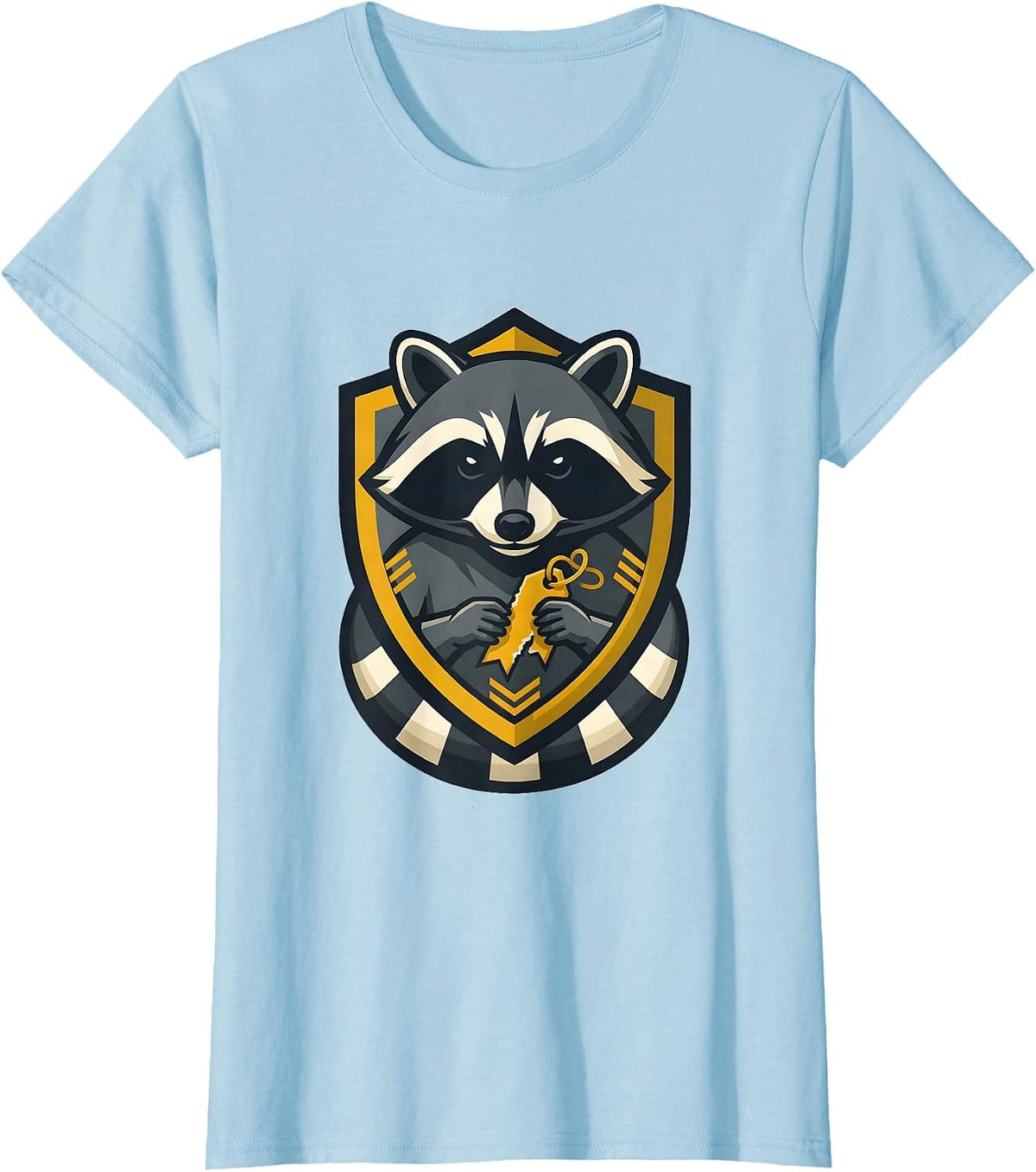 Women's Trash Panda Raccoon Mascot Logo Funny Humor T-Shirt - Baby Blue