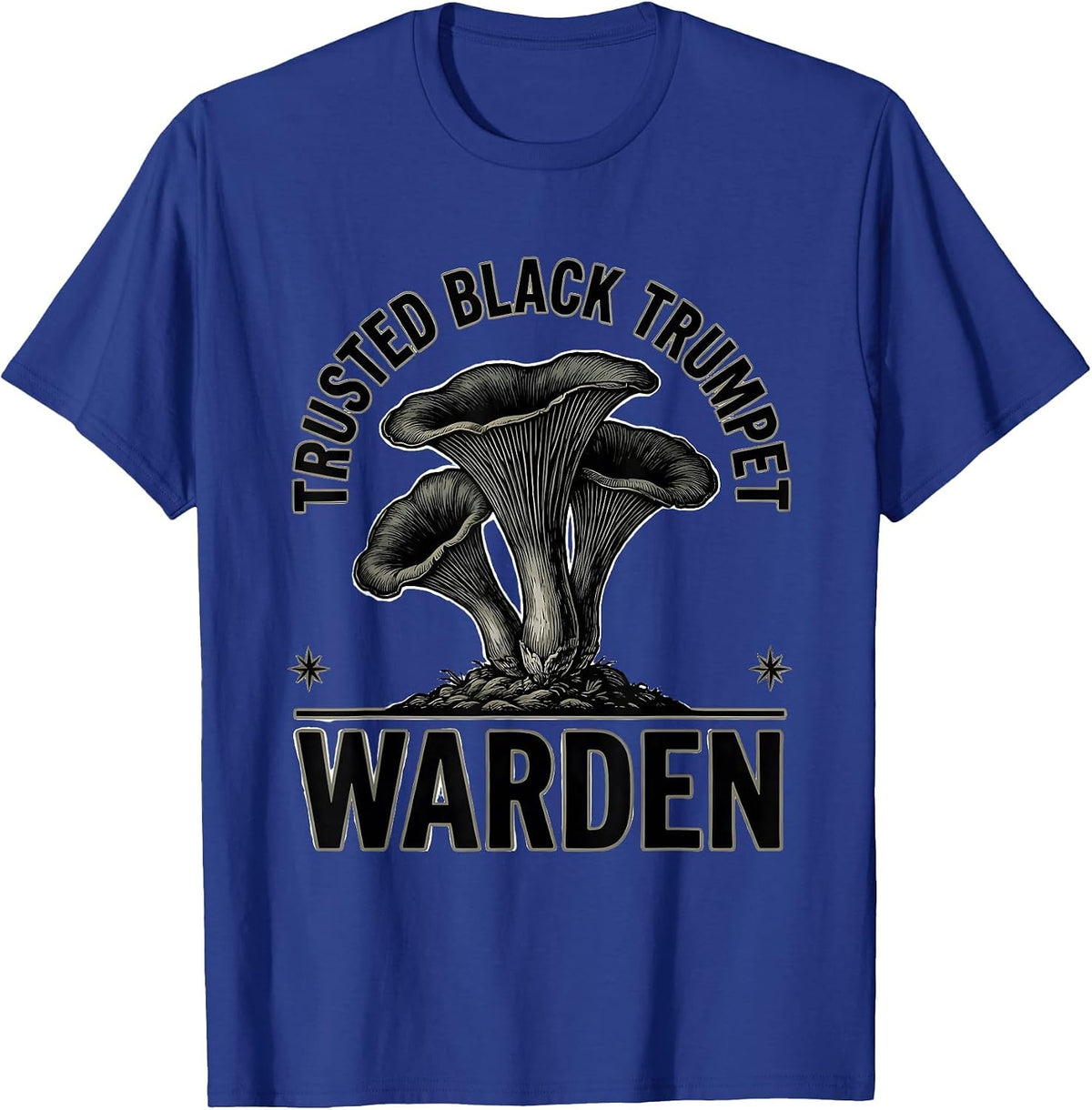 Men's Trusted Black Trumpet Warden Retro Mushroom Forager Gift T-Shirt - Royal Blue