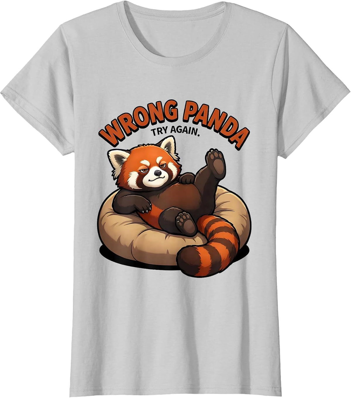 Women's Wrong Panda Try Again Funny Red Panda Animal Lover Gift T-Shirt - Silver Grey