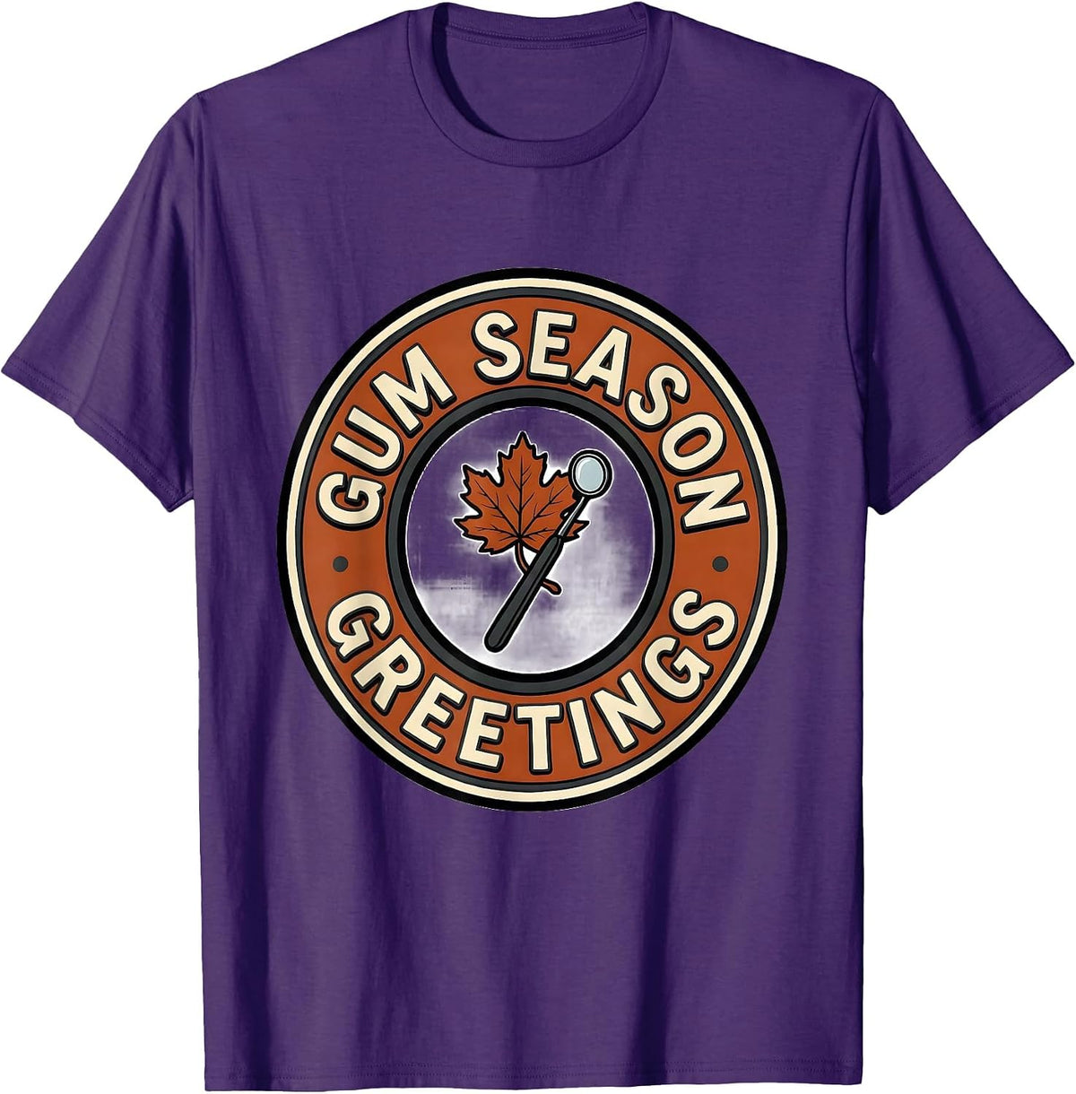 Men's Gum Season Greetings Funny Dental Hygienist Humor T-Shirt - Purple