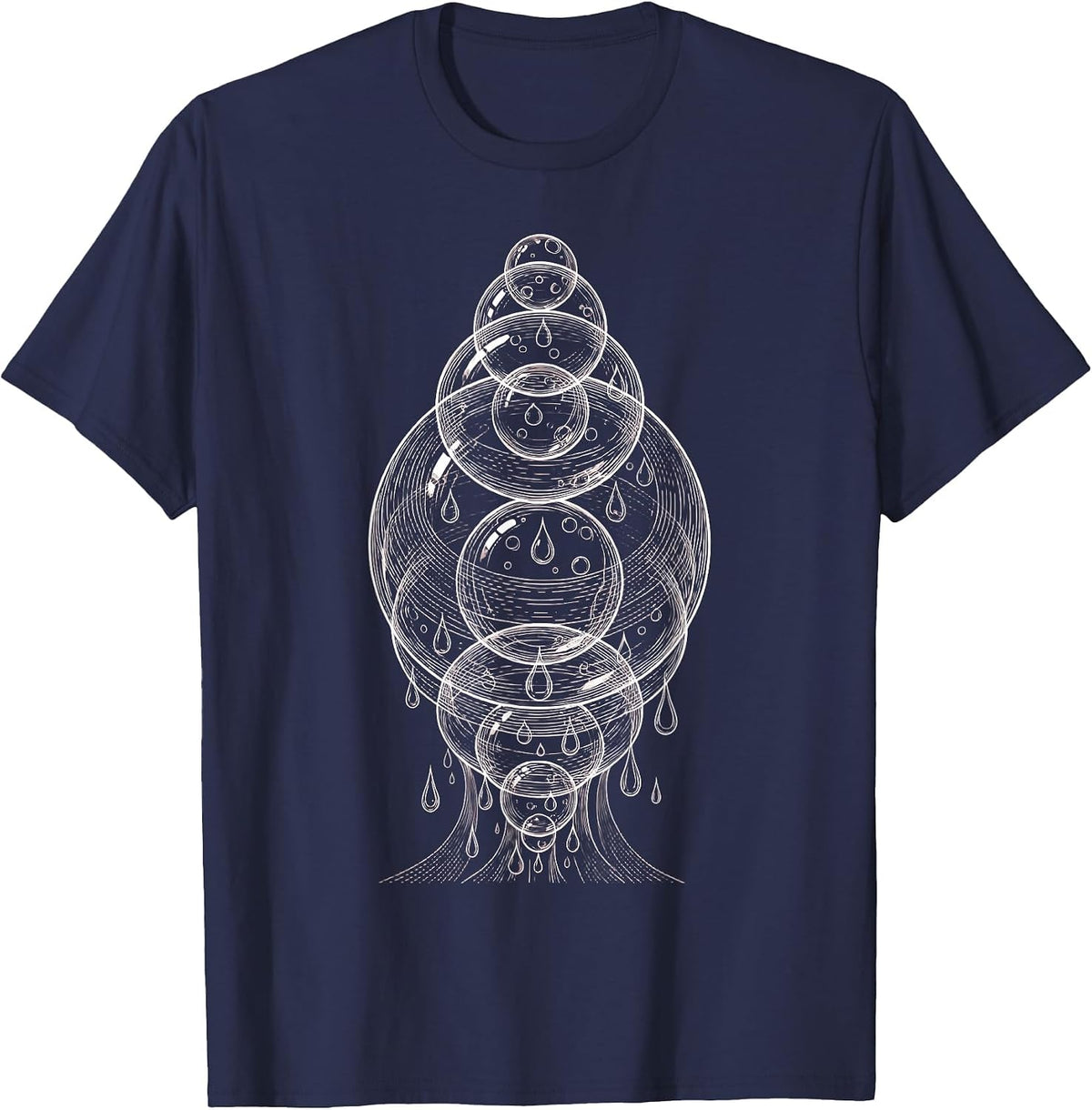 K-Beauty Glass Skin Serum Orbs Illustration T-Shirt - Navy Blue