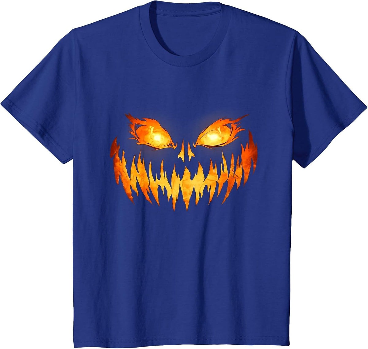 Scary Spooky Jack O Lantern Face Pumpkin Halloween Men Boys T-Shirt - Royal Blue