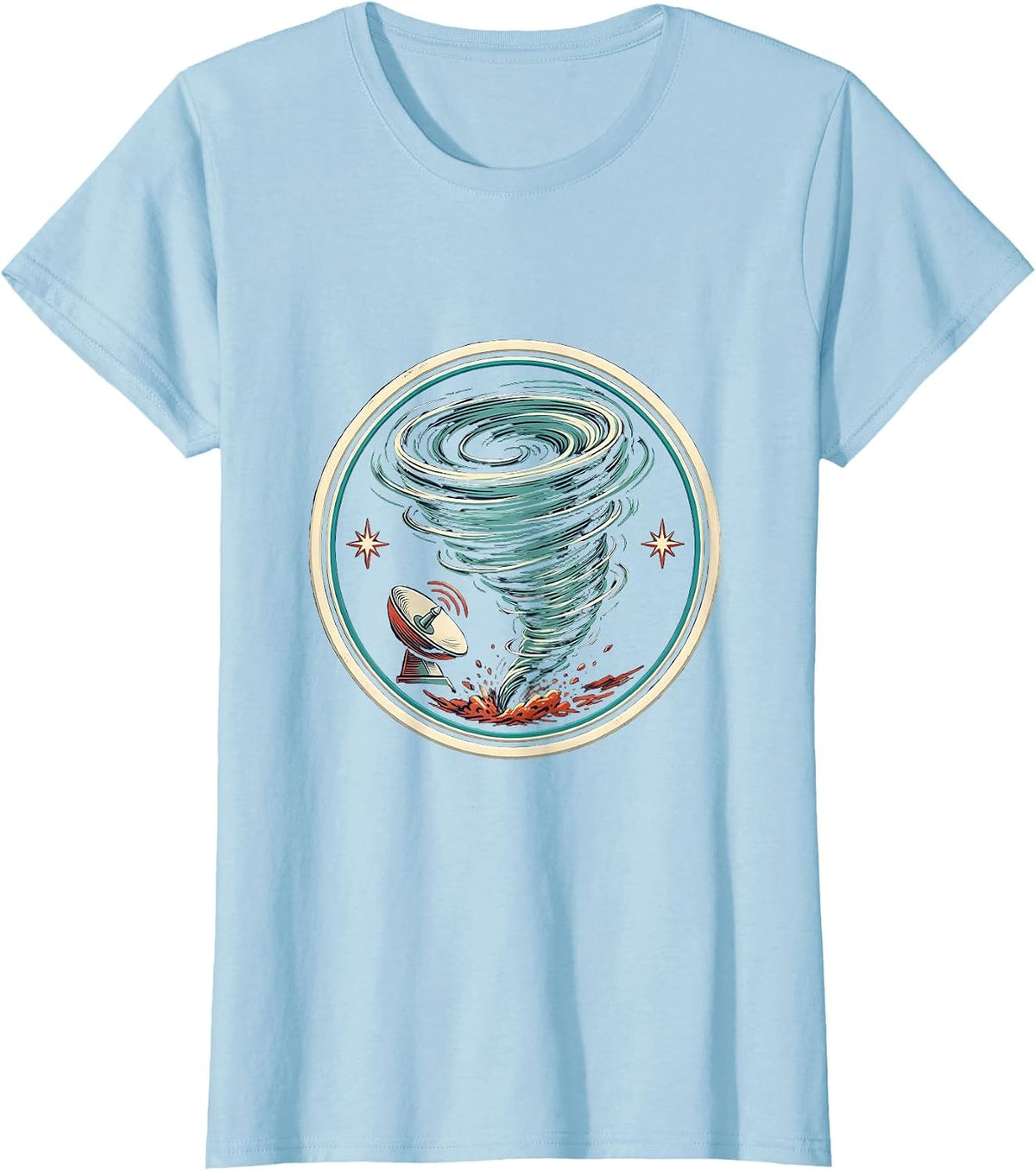 Women's Sealed Tornado Badge Funny Storm Chaser Meteorology Humor T-Shirt - Baby Blue