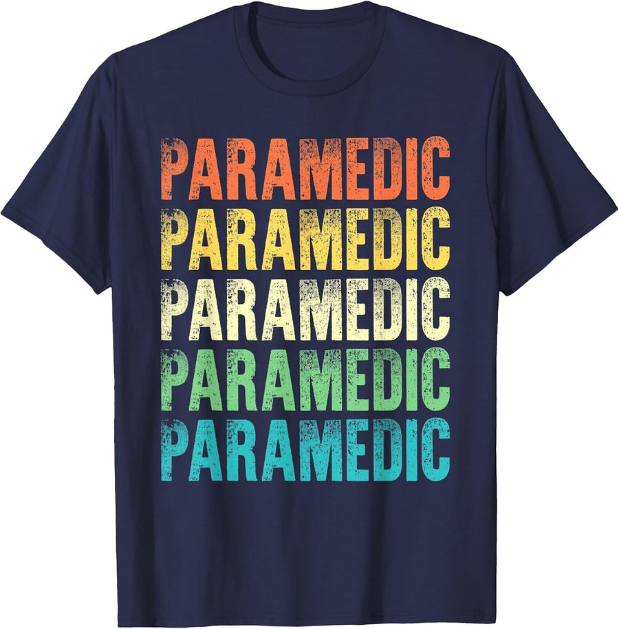 Paramedic Vintage Style Job T-Shirt - Navy Blue