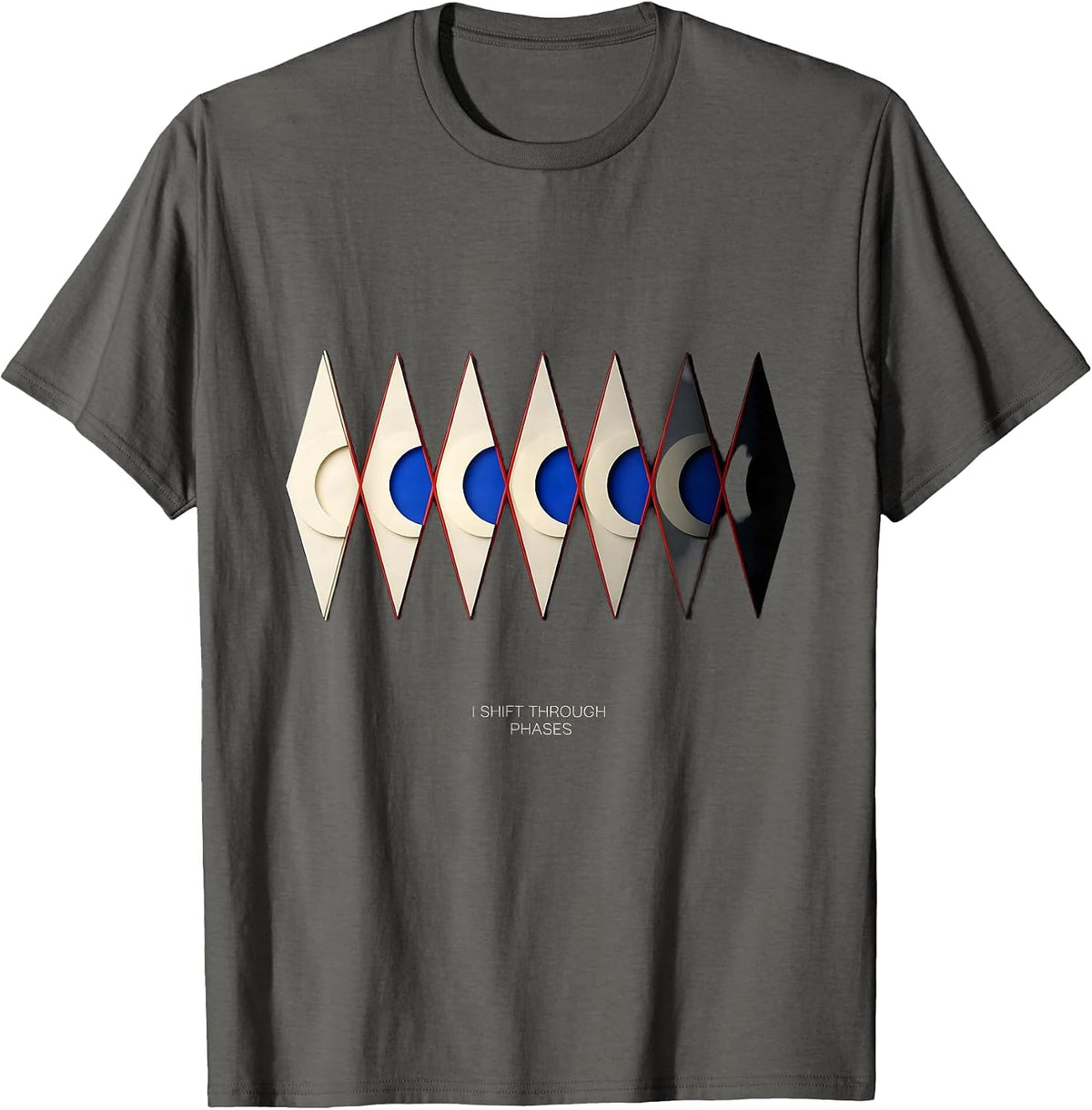 I Shift Through Phases Geometric Moon Phase Astronomy T-Shirt - Asphalt Grey