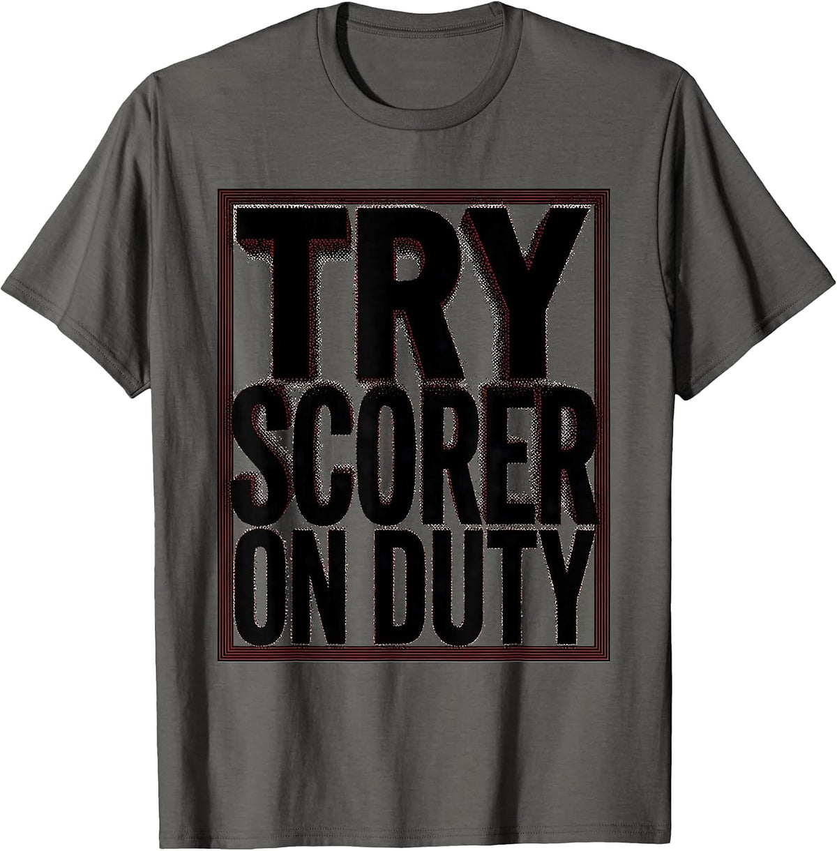 Men's Try Scorer On Duty Rugby Graphic Design T-Shirt - Asphalt Grey