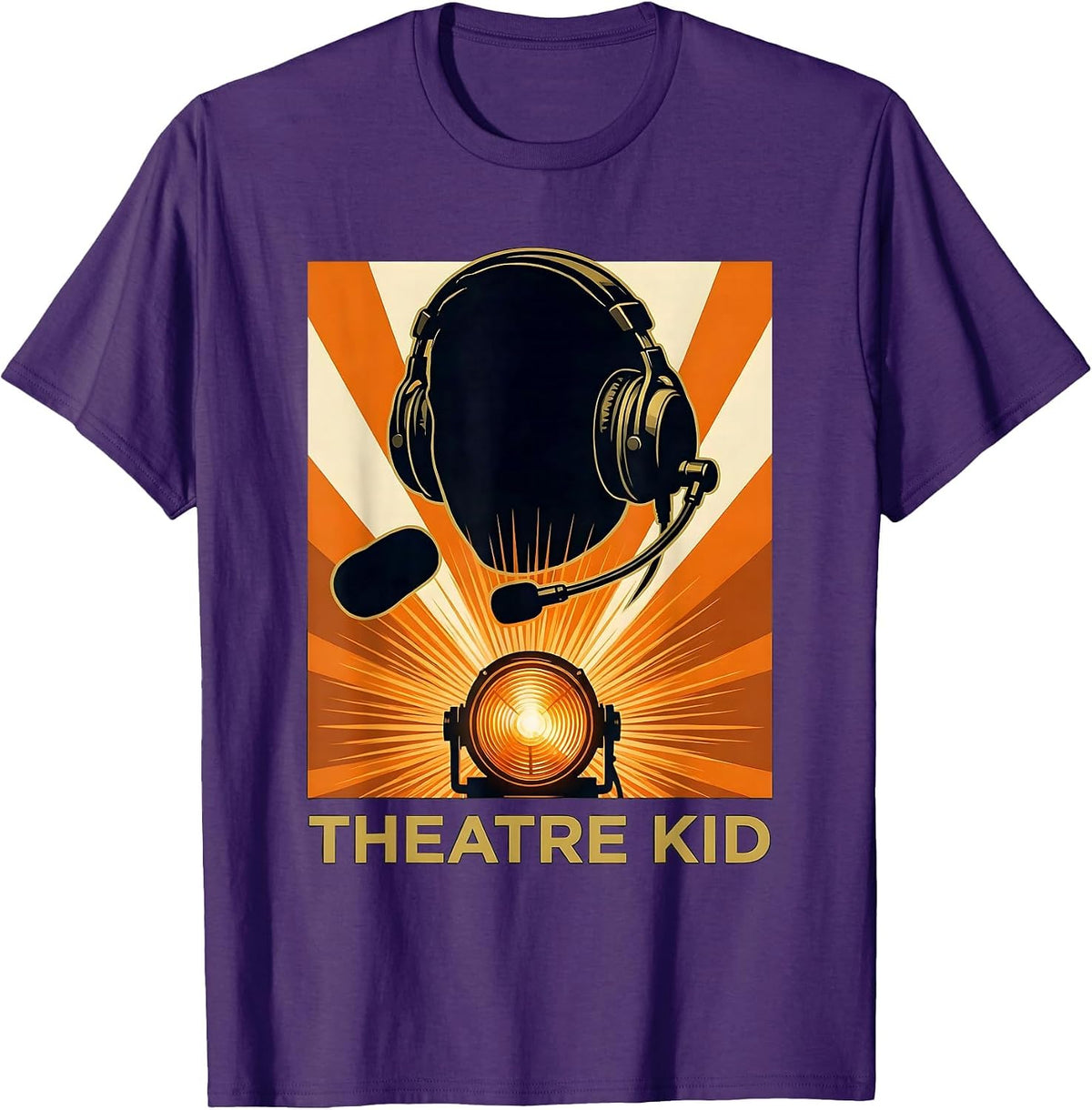 Men's Headset Mid-Adjust Theater Nerd Stage Crew Humor T-Shirt - Purple
