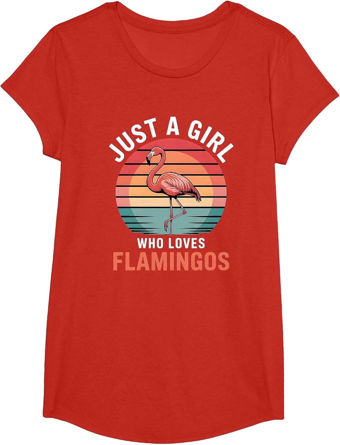 Girls Flamingo T-Shirt - Girls Red