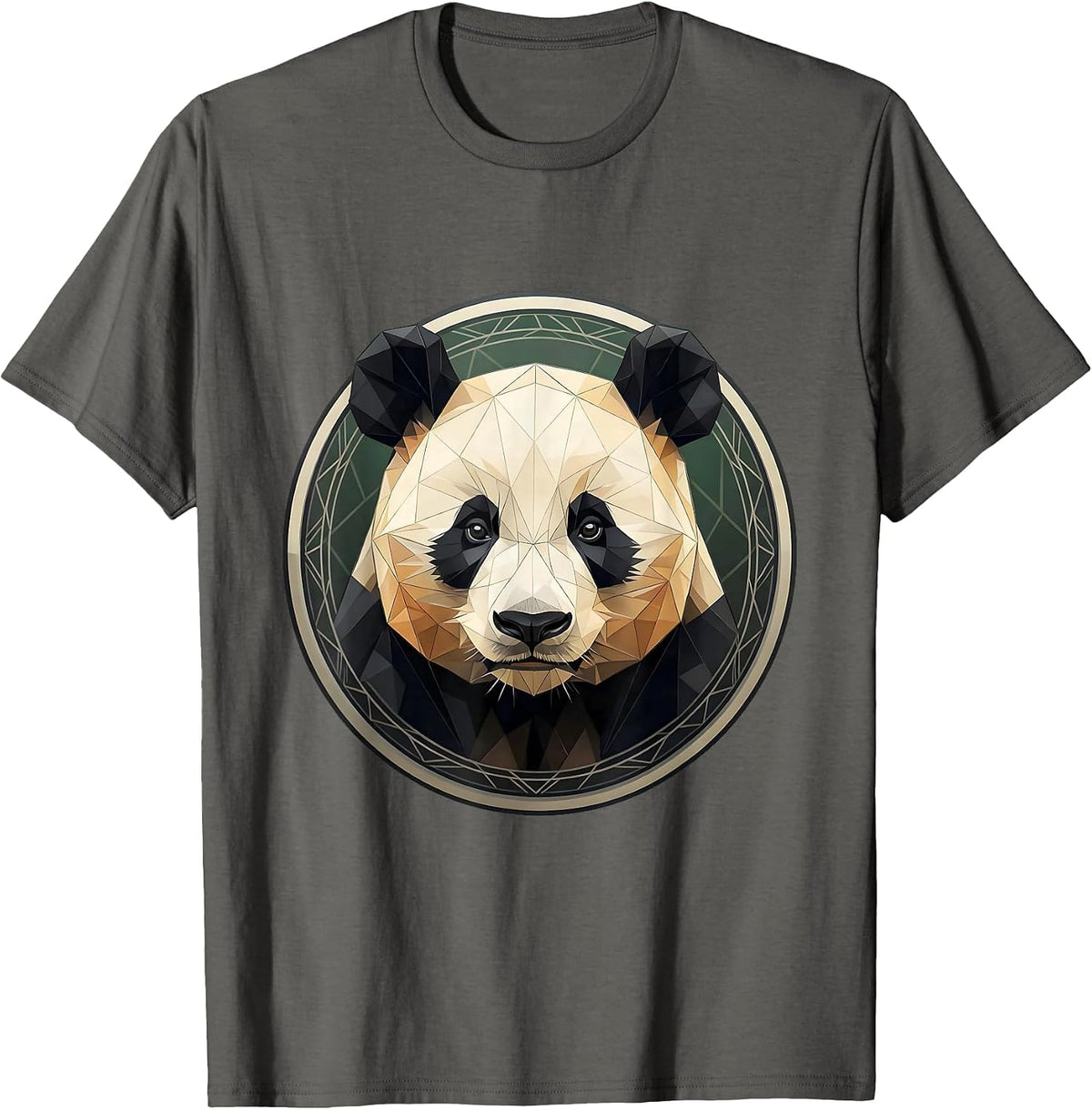 Geometric Low-Poly Panda Portrait Design T-Shirt - Asphalt Grey