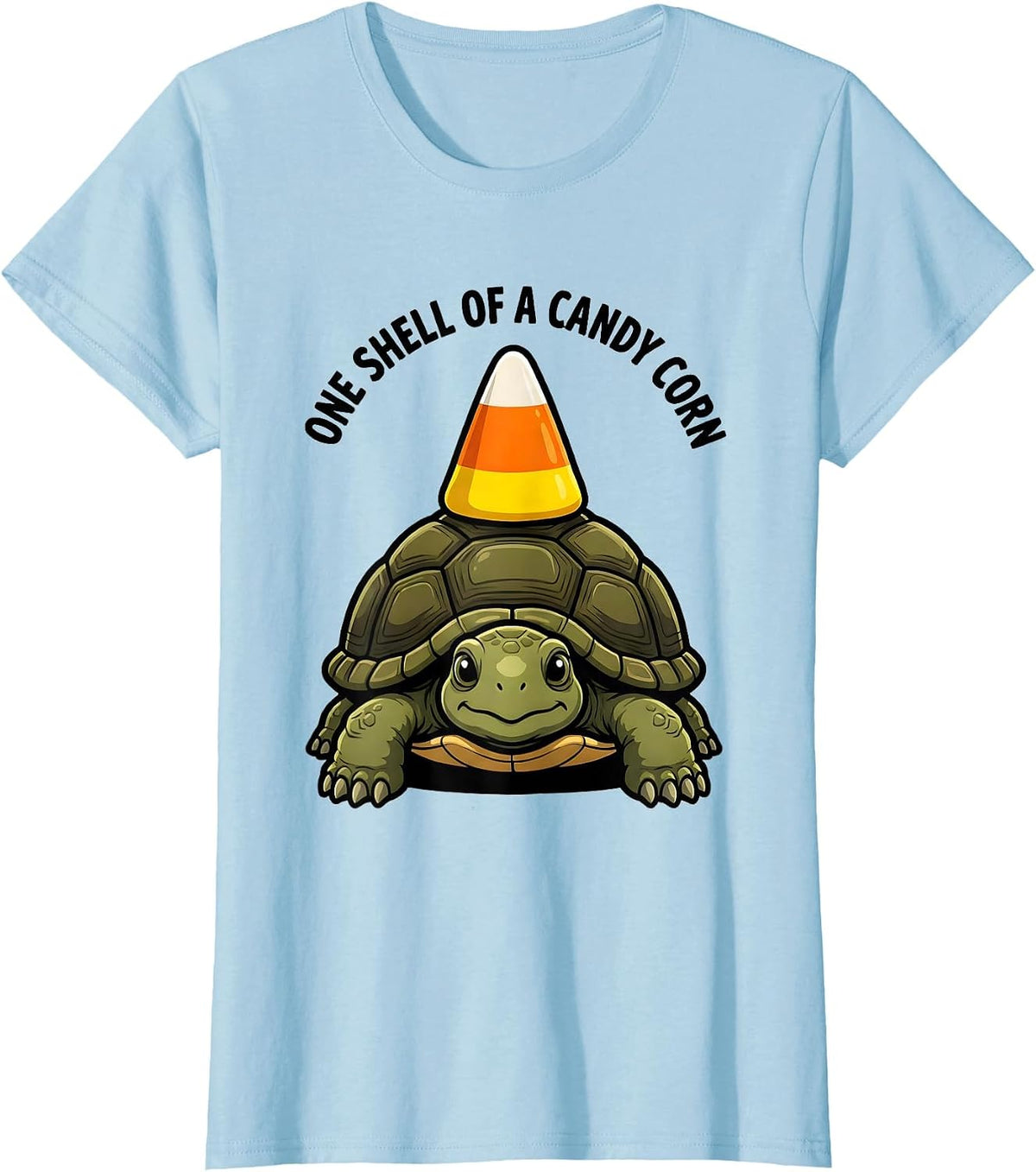 One Shell Of A Candy Corn Cartoon Halloween Costume Turtle T-Shirt - Baby Blue