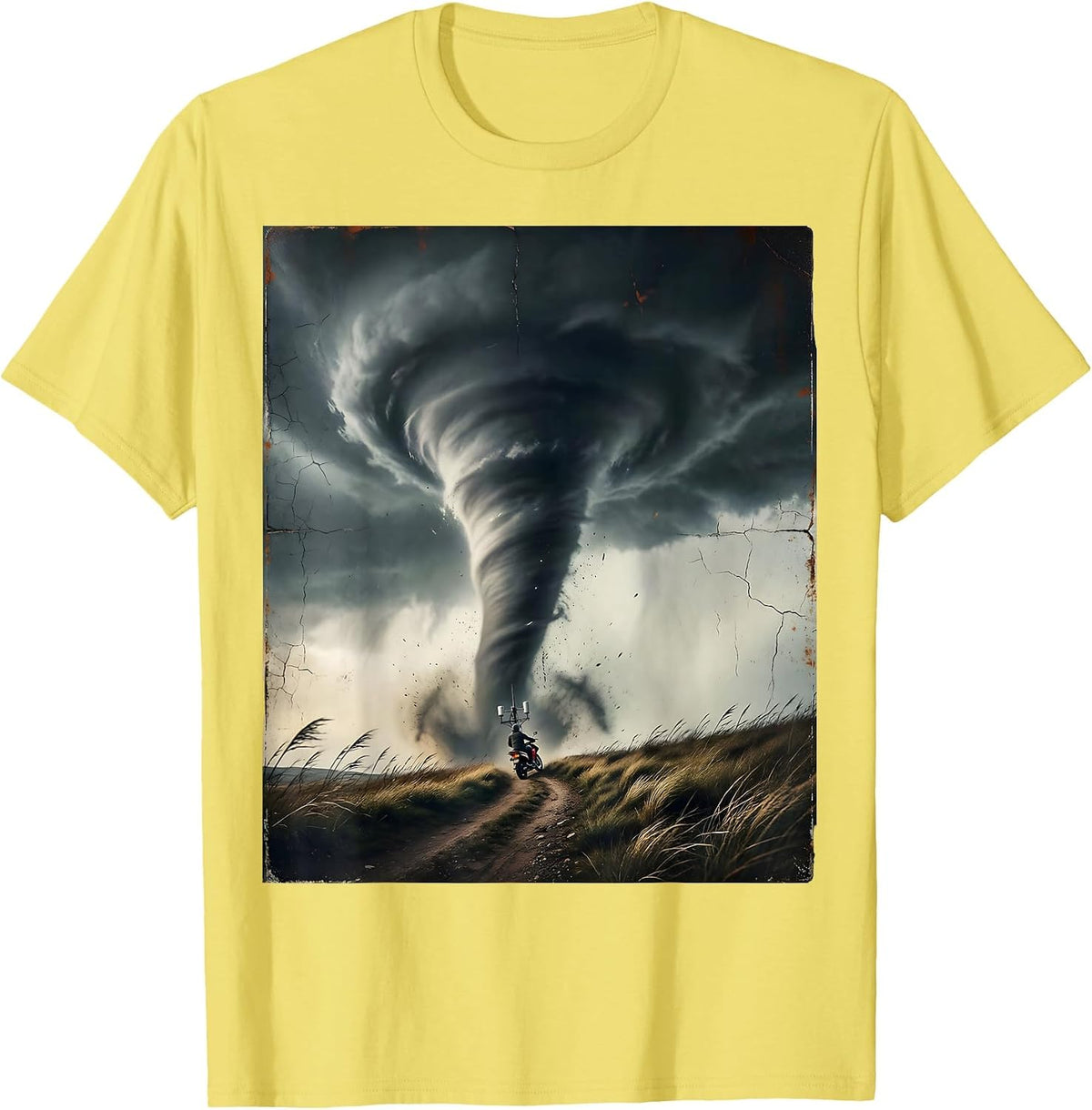 Men's Towering Tornado Storm Chaser Meteorology Enthusiast T-Shirt - Lemon Yellow