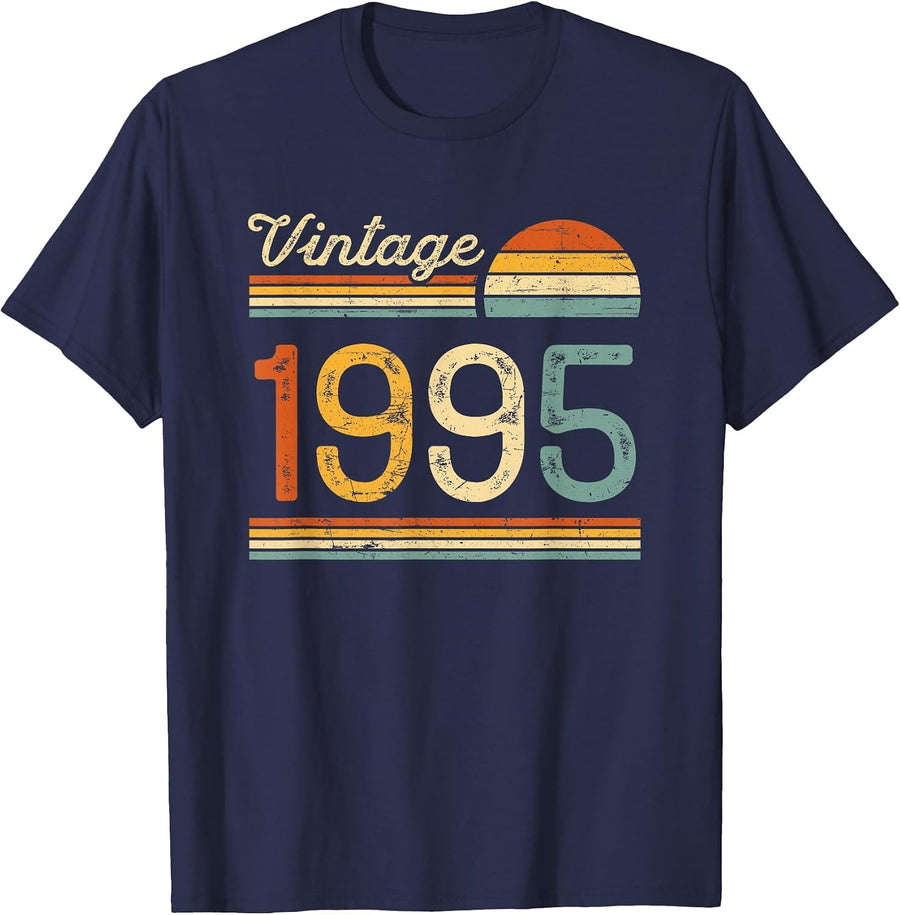 Vintage Born in 1995-31st Birthday 31 Years Old Men Women T-Shirt - Navy Blue