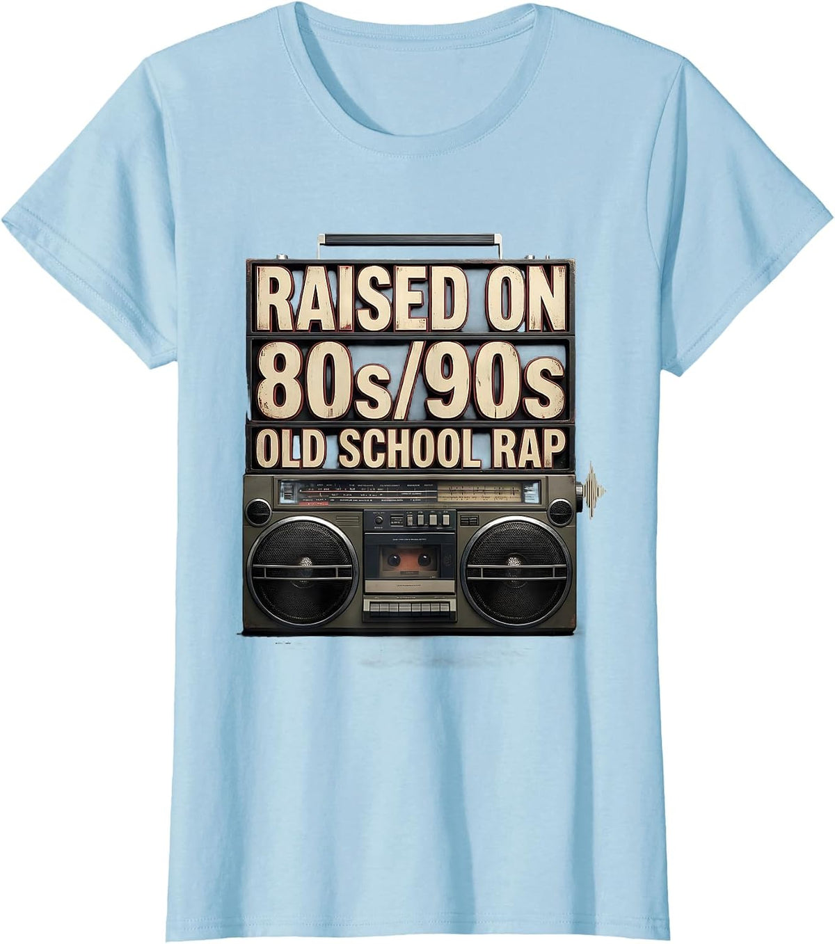 Raised On 80s/90s Old School Rap Retro Hip Hop Cassette T-Shirt - Baby Blue