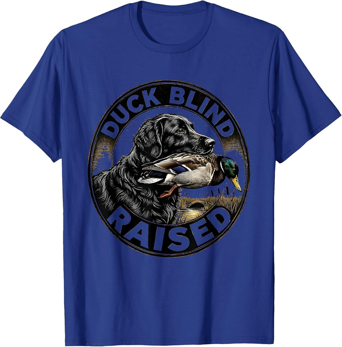 Duck Blind Raised Scratchboard Hunting Dog Waterfowl Youth T-Shirt - Royal Blue